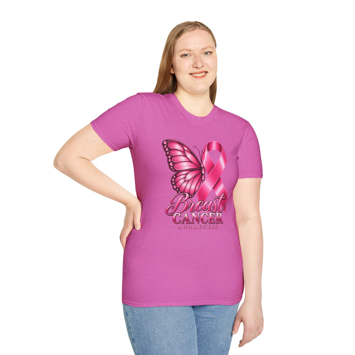 Pink Ribbon Butterfly Breast Cancer Awareness T-Shirt | Support Ribbon Tee