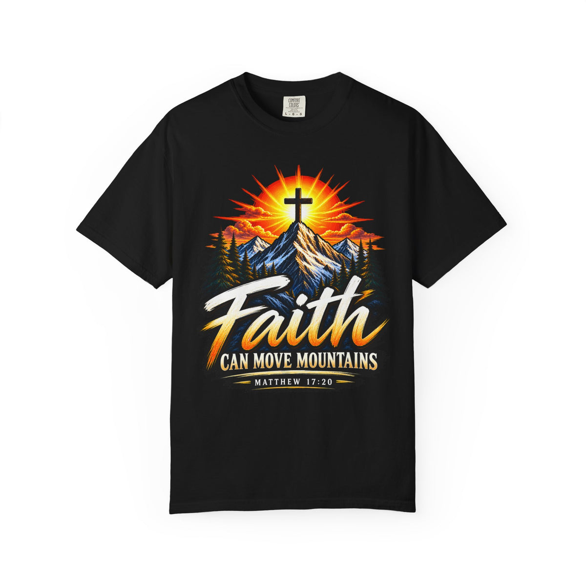 Faith Can Move Mountains T-Shirt | Christian Cross Mountain Graphic