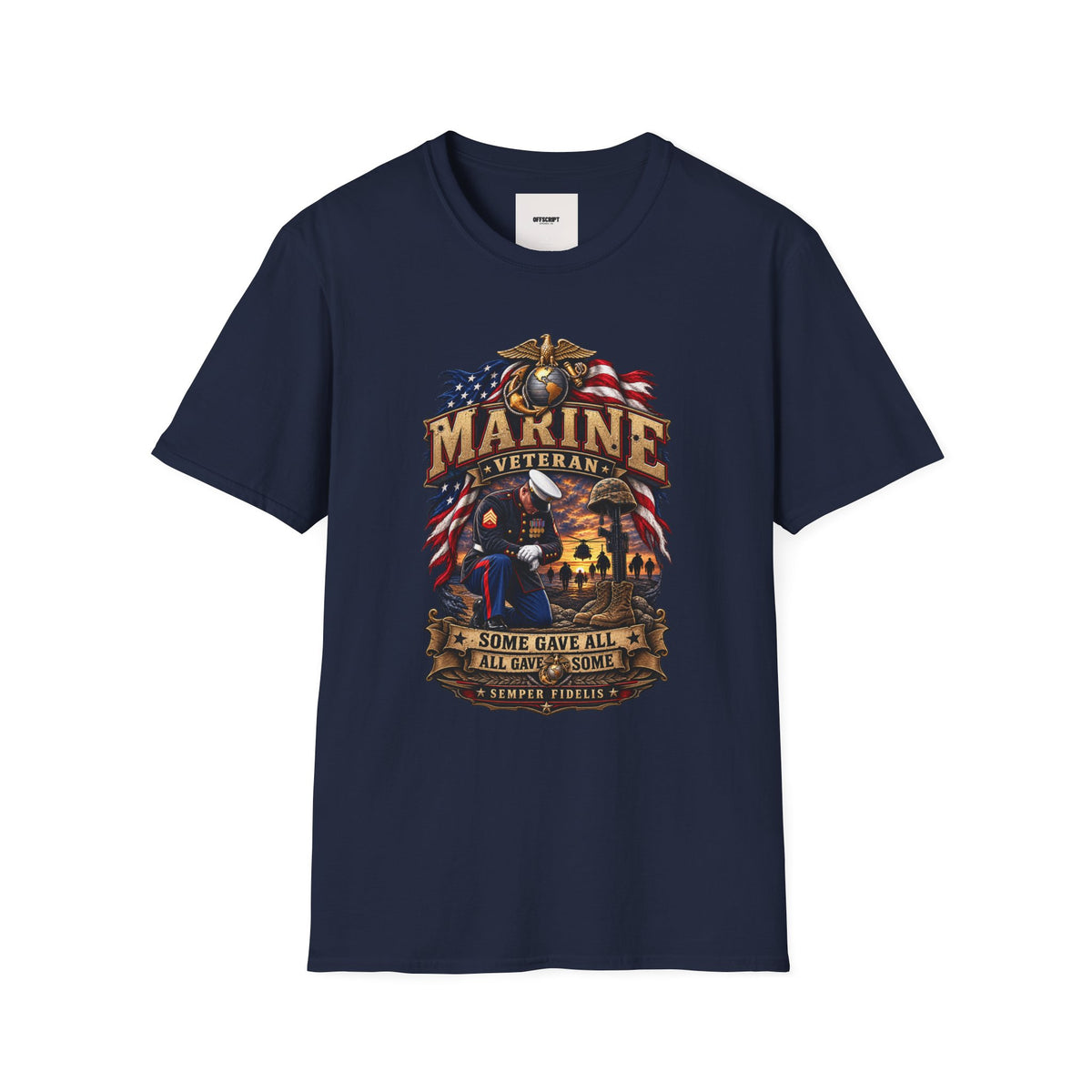 Marine Veteran T-Shirt — US Flag Eagle Emblem Military Tribute