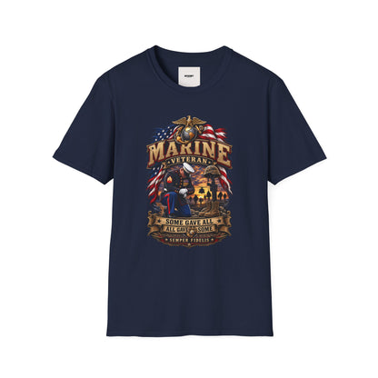 Marine Veteran T-Shirt — US Flag Eagle Emblem Military Tribute