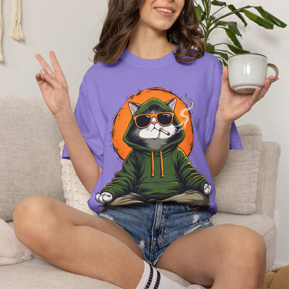 Meditating Cat in Sunglasses T-Shirt
