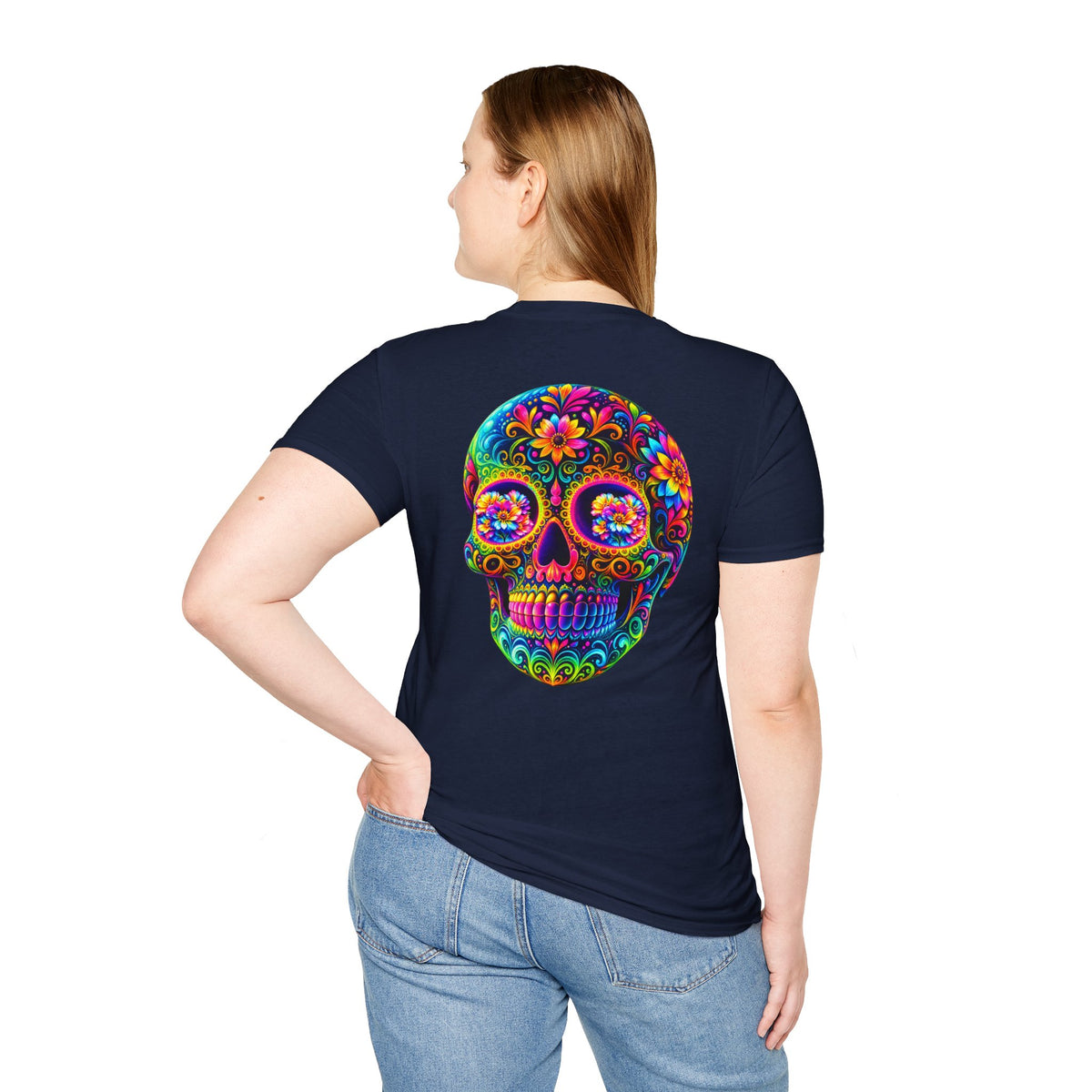 Sugar Skull T-Shirt — Colorful Day of the Dead Floral Skull Tee