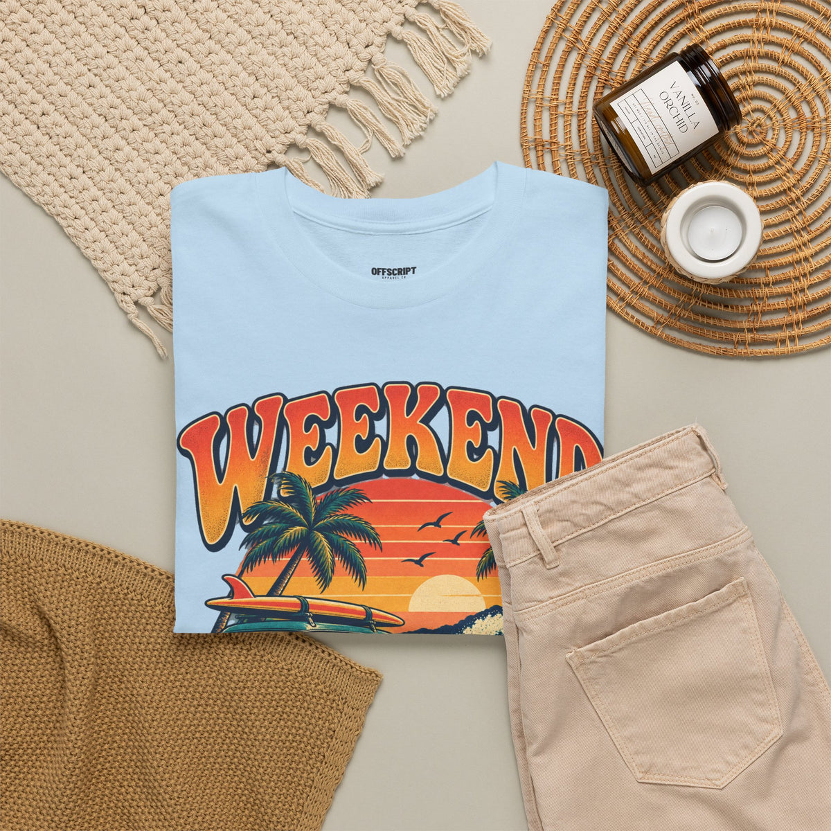 Weekend State of Mind Tee – Retro Surf Van Sunset T-Shirt