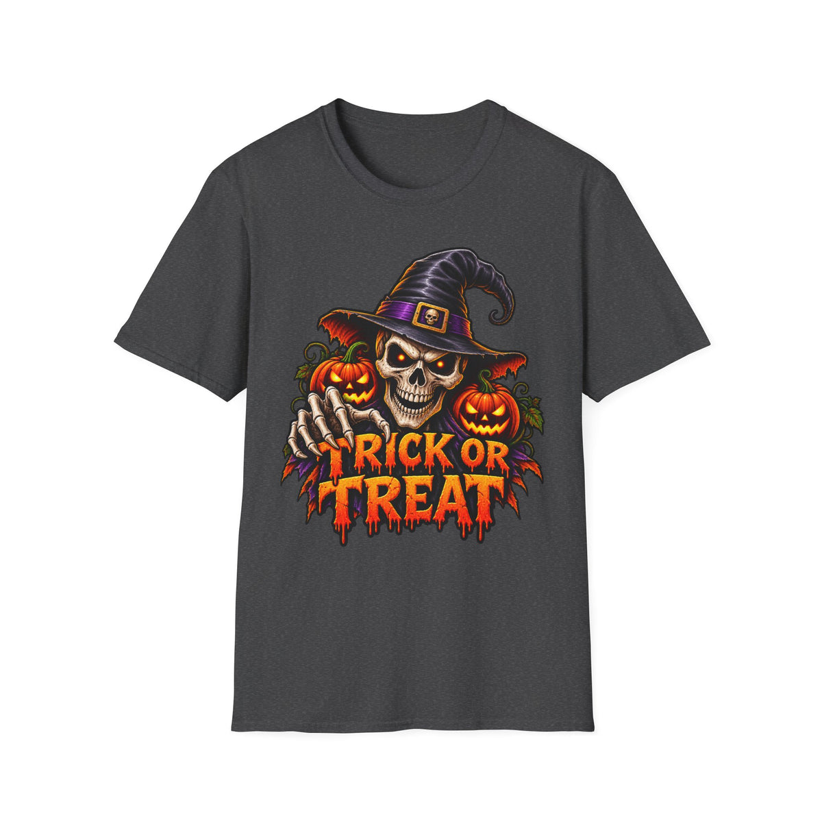 Halloween Skull Witch T-Shirt — Trick or Treat Pumpkin Graphic Tee