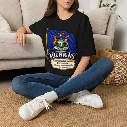 Michigan State Flag T-Shirt — Vintage State Seal Tee (TUEBOR)
