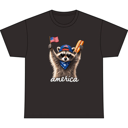 America Raccoon Graphic Stone Wash Heavy Tee