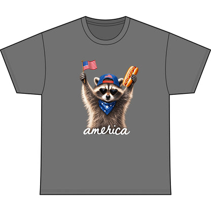 America Raccoon Graphic Stone Wash Heavy Tee