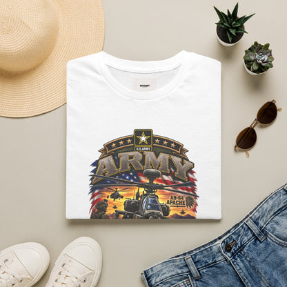 Army Veteran AH-64 Apache T-Shirt — Patriotic Military Helicopter Tee