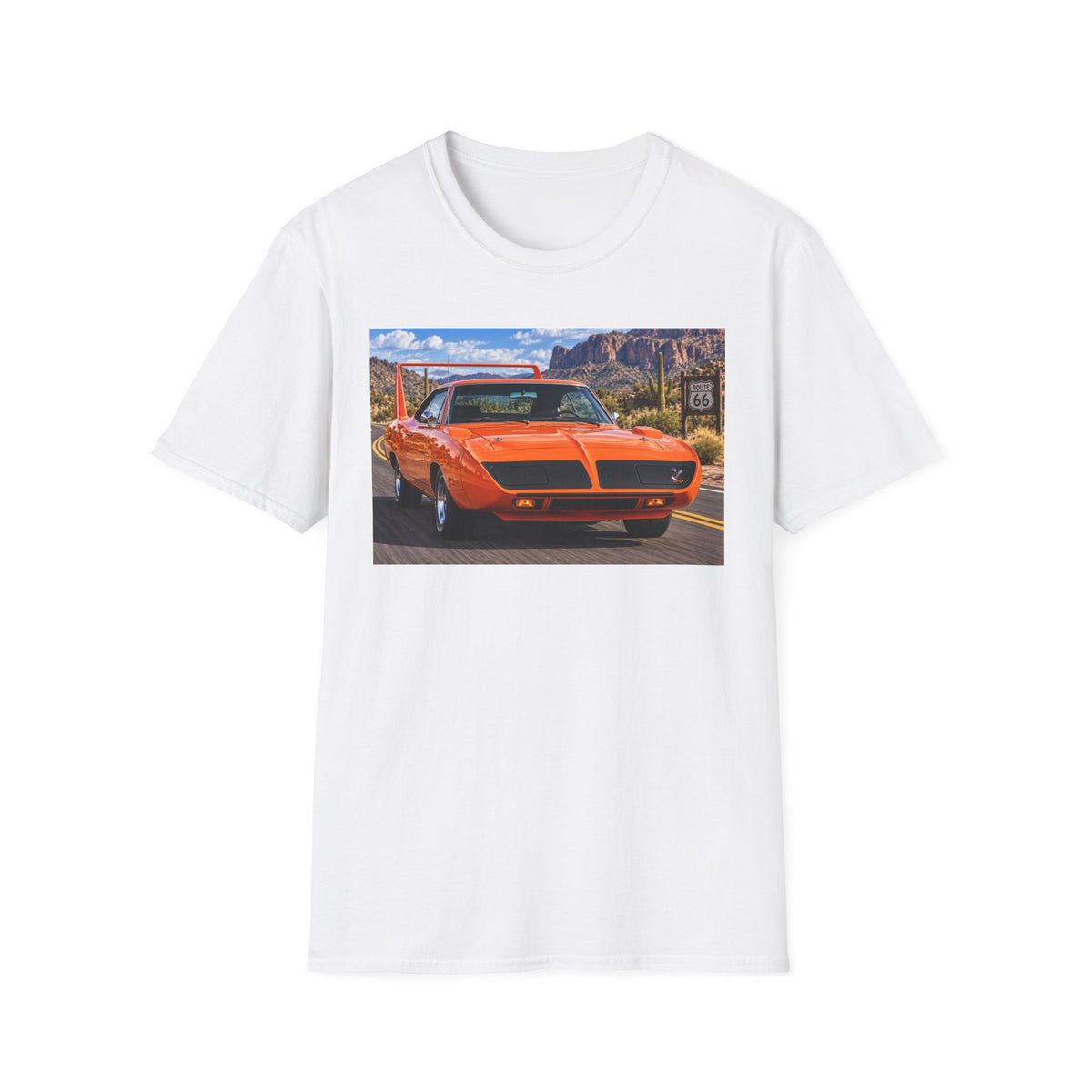 Classic Orange Muscle Car T-Shirt — Route 66 Roadtrip Tee
