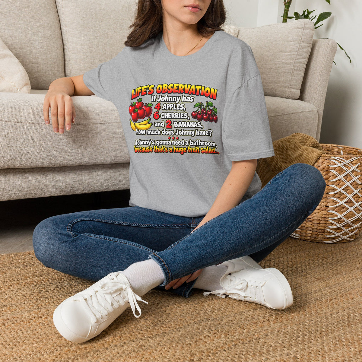Life’s Observation Fruit Puzzle T-Shirt — Funny Johnny Math Joke Tee