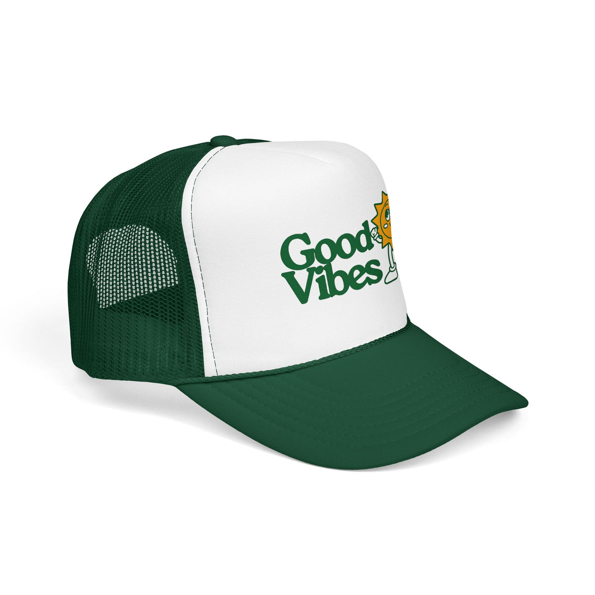 Good Vibes Sun Trucker Hat — Retro Sunny Graphic Foam Cap