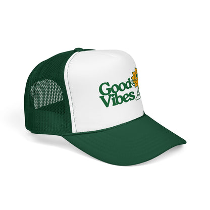 Good Vibes Sun Trucker Hat — Retro Sunny Graphic Foam Cap