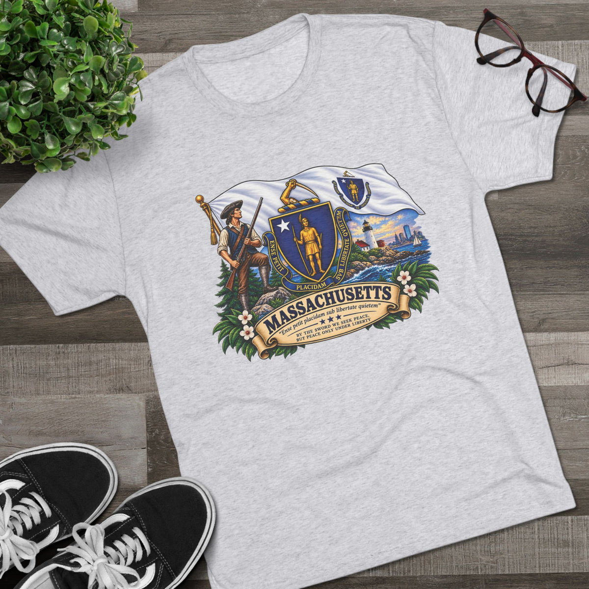 Massachusetts State Flag T‑Shirt — Vintage Coat of Arms Tee