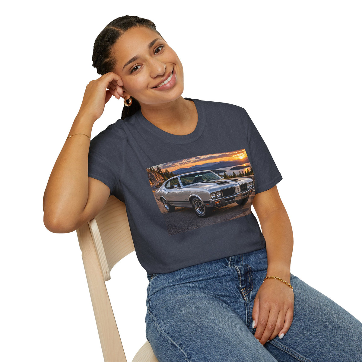Classic Muscle Car T-Shirt – Vintage Oldsmobile Sunset Graphic Tee
