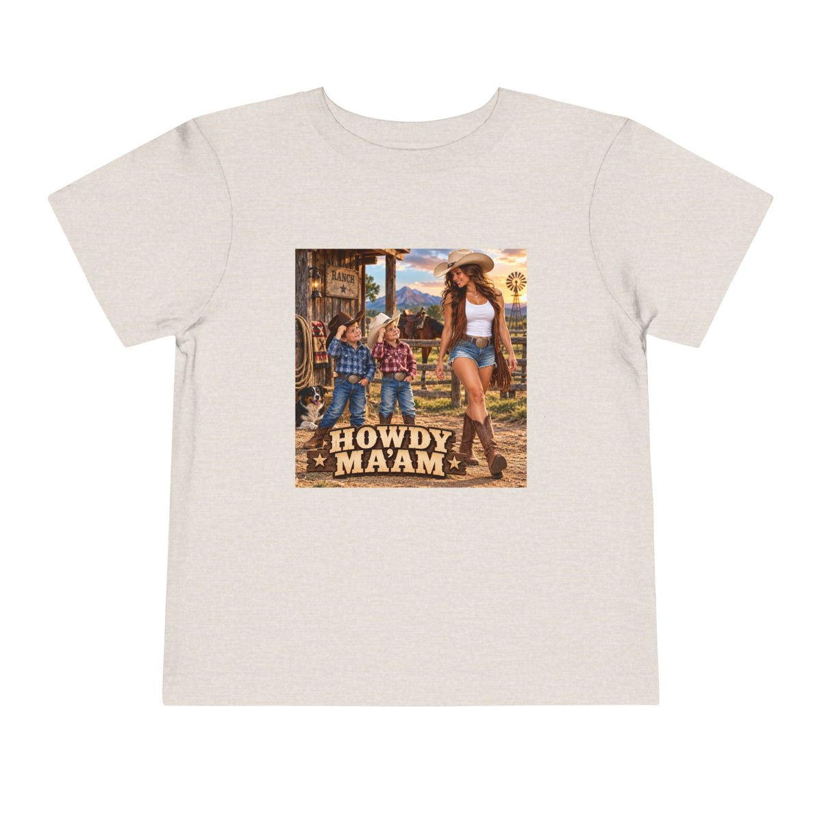 Toddler Tee — "Howdy Ma'am" Cowgirl Graphic Kids Shirt