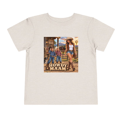 Toddler Tee — "Howdy Ma'am" Cowgirl Graphic Kids Shirt