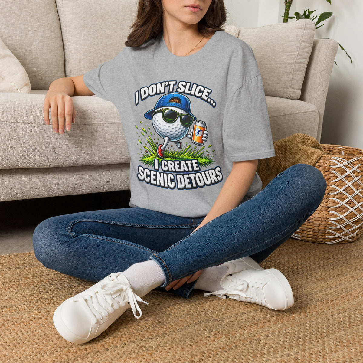 Golf T-Shirt — "I Don't Slice... I Create Scenic Detours" Funny Golfer Tee