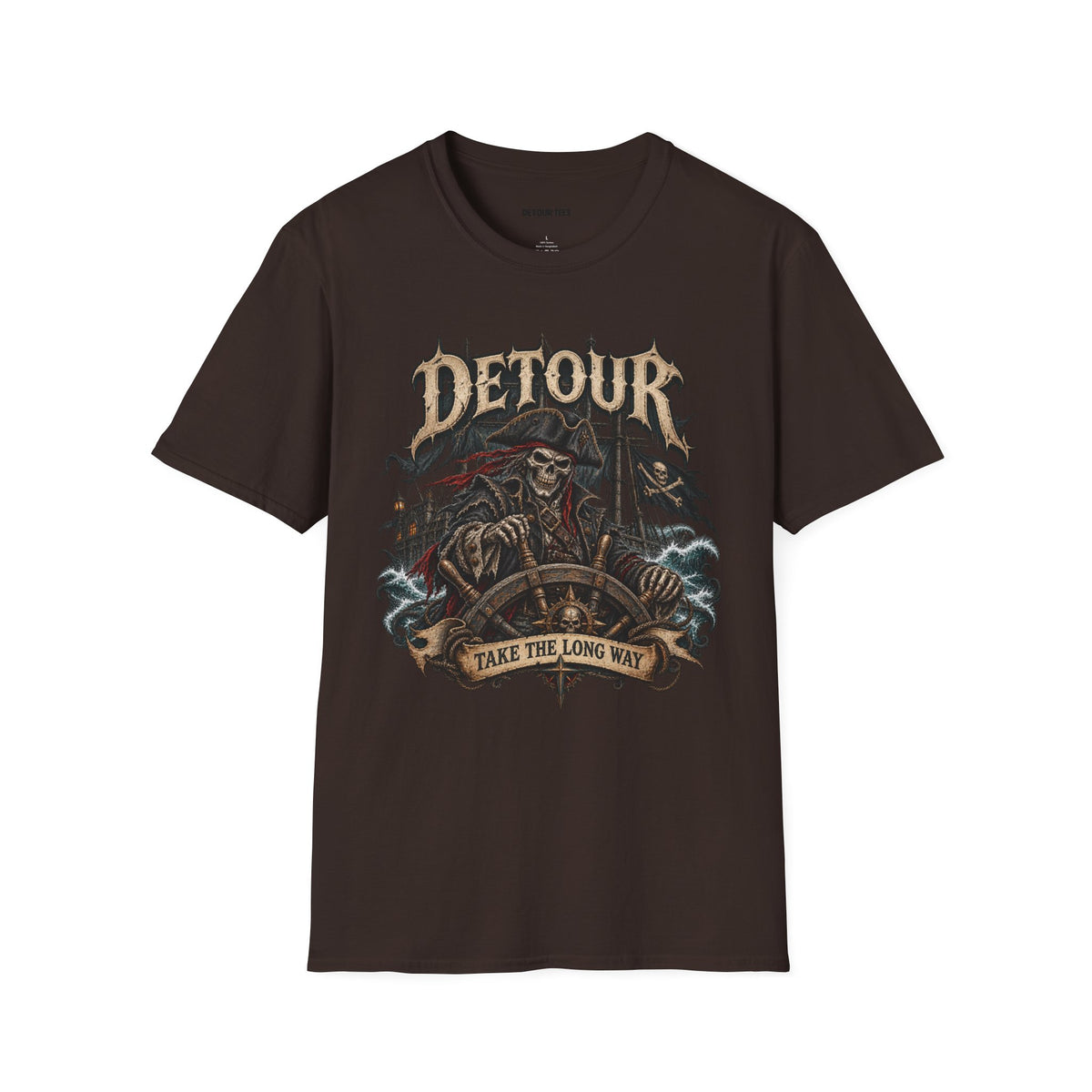 Detour Skull T-Shirt — "Take the Long Way" Vintage Biker Graphic Tee