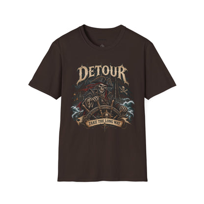 Detour Skull T-Shirt — "Take the Long Way" Vintage Biker Graphic Tee