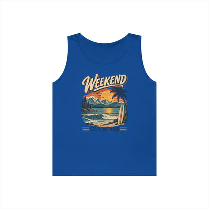 Weekend State of Mind Tank Top — Retro Beach Surf Sunset Graphic