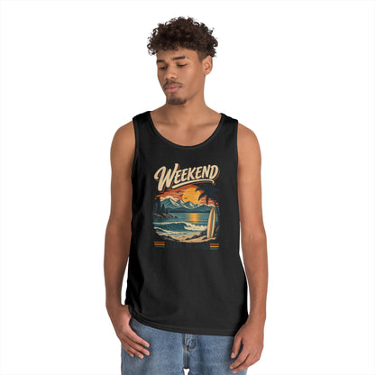 Weekend State of Mind Tank Top — Retro Beach Surf Sunset Graphic