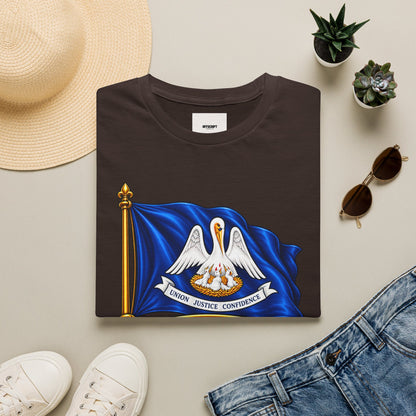 Louisiana State Flag T-Shirt — Pelican Emblem "Union, Justice & Confidence" Tee