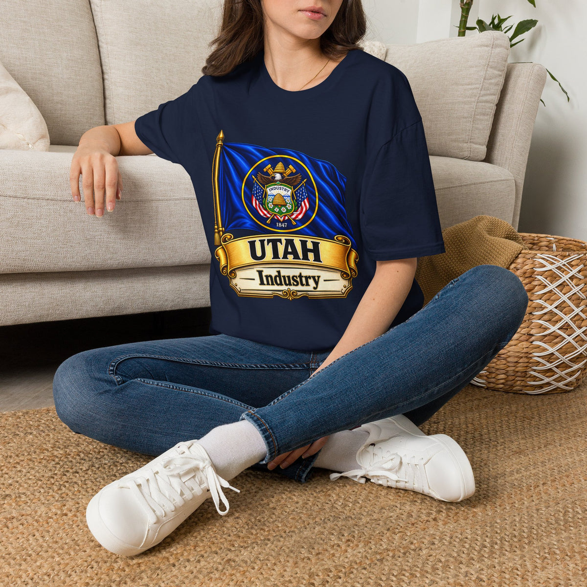 Utah State Flag T-Shirt — 'Utah Industry' Retro Flag Tee
