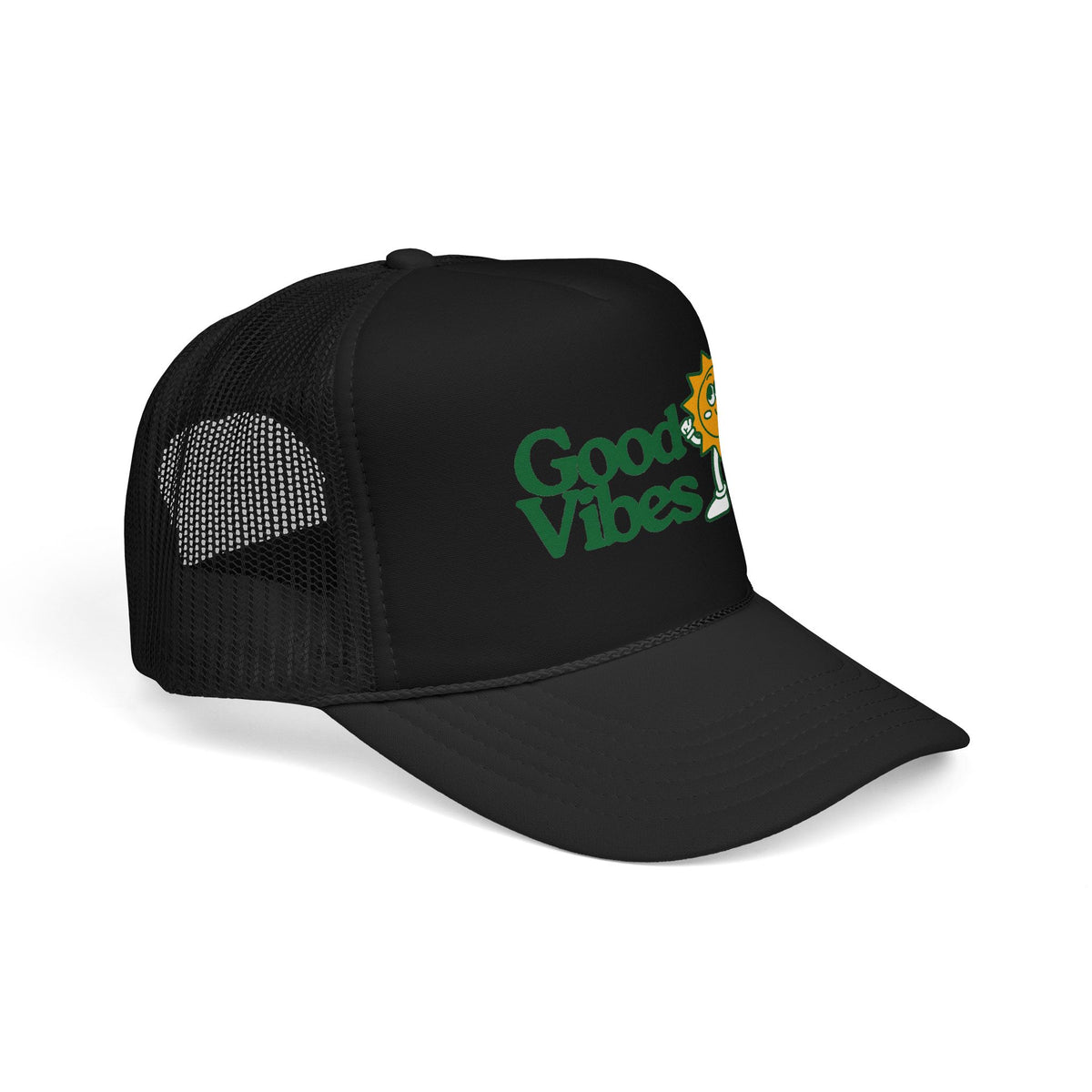 Good Vibes Sun Trucker Hat — Retro Sunny Graphic Foam Cap