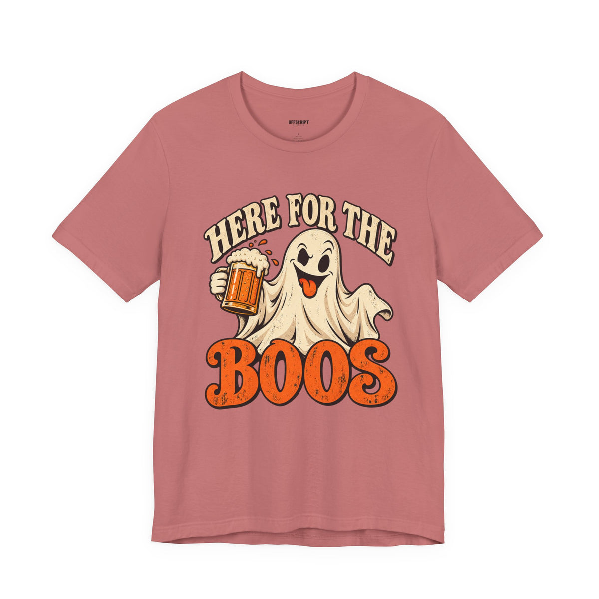 Here for the Boos Halloween T-Shirt — Ghost Drinking Beer Graphic Tee
