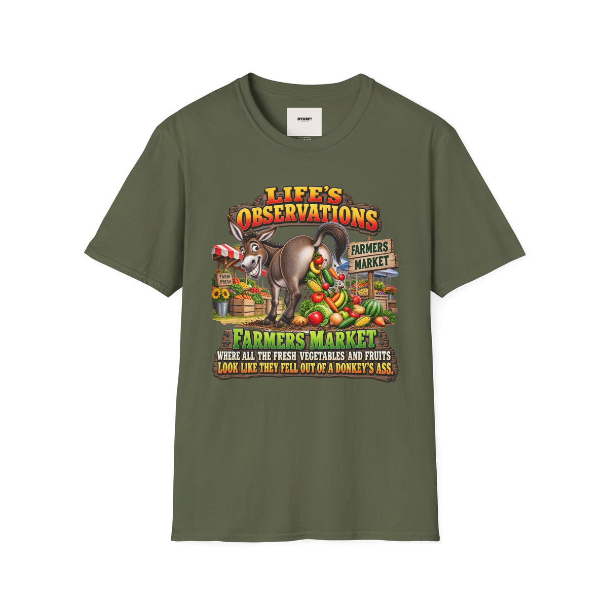 Life's Observations Farmers Market T-Shirt — Funny Donkey Produce Graphic Tee