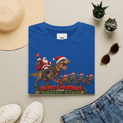 Christmas Dinosaur T-Shirt — “Merry Christmas from Jurassic Santa” Holiday Tee