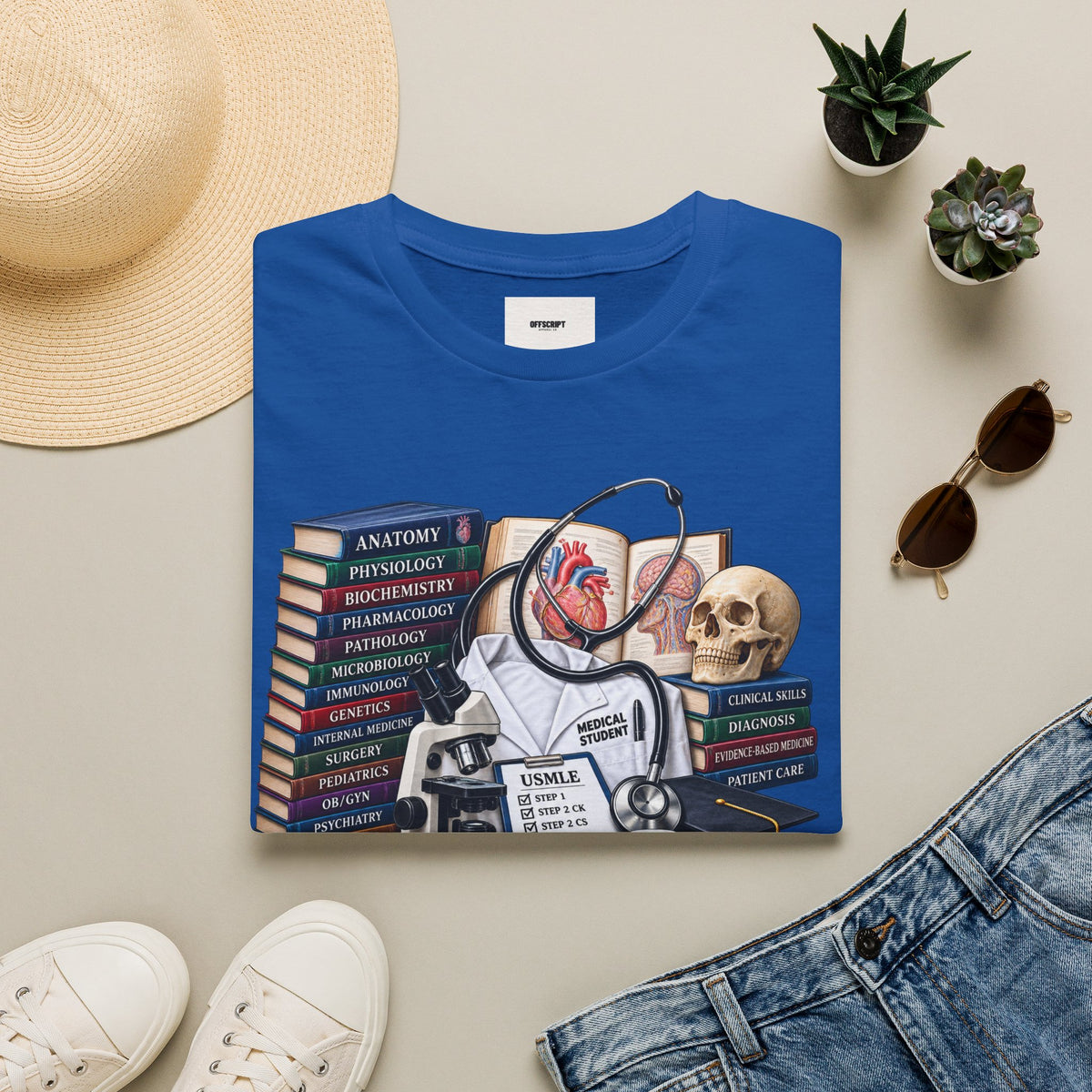 Medical Student Study Stack T‑Shirt — Anatomy, Physiology & USMLE Prep Design