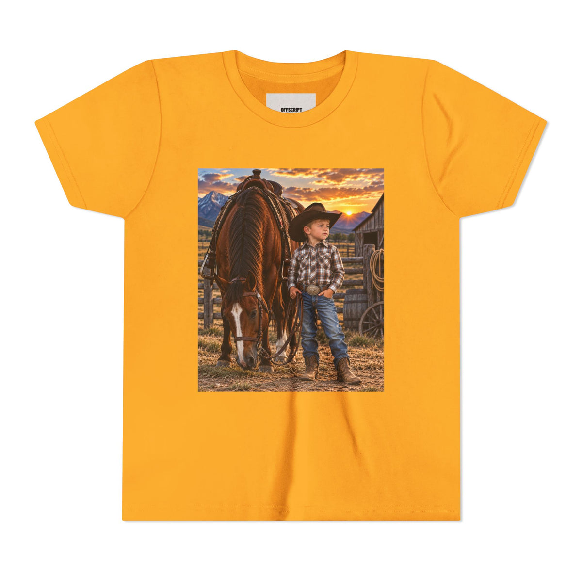 Youth Western Cowboy Tee — Little Cowboy & Horse Graphic Shirt