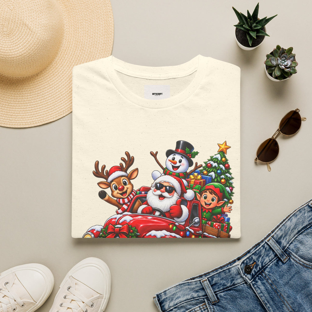 Christmas Crew T‑Shirt — Santa, Reindeer & Snowman Holiday Tee