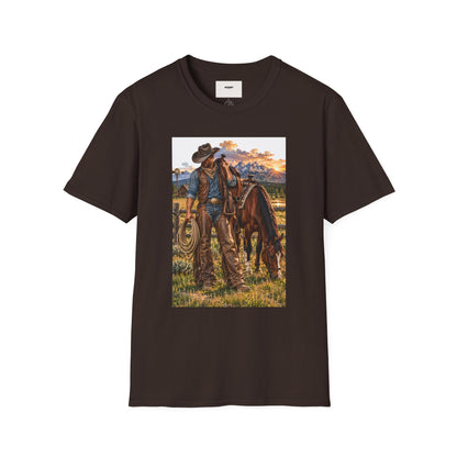 Cowboy Sunset T-Shirt — Western Ranch Horse Graphic