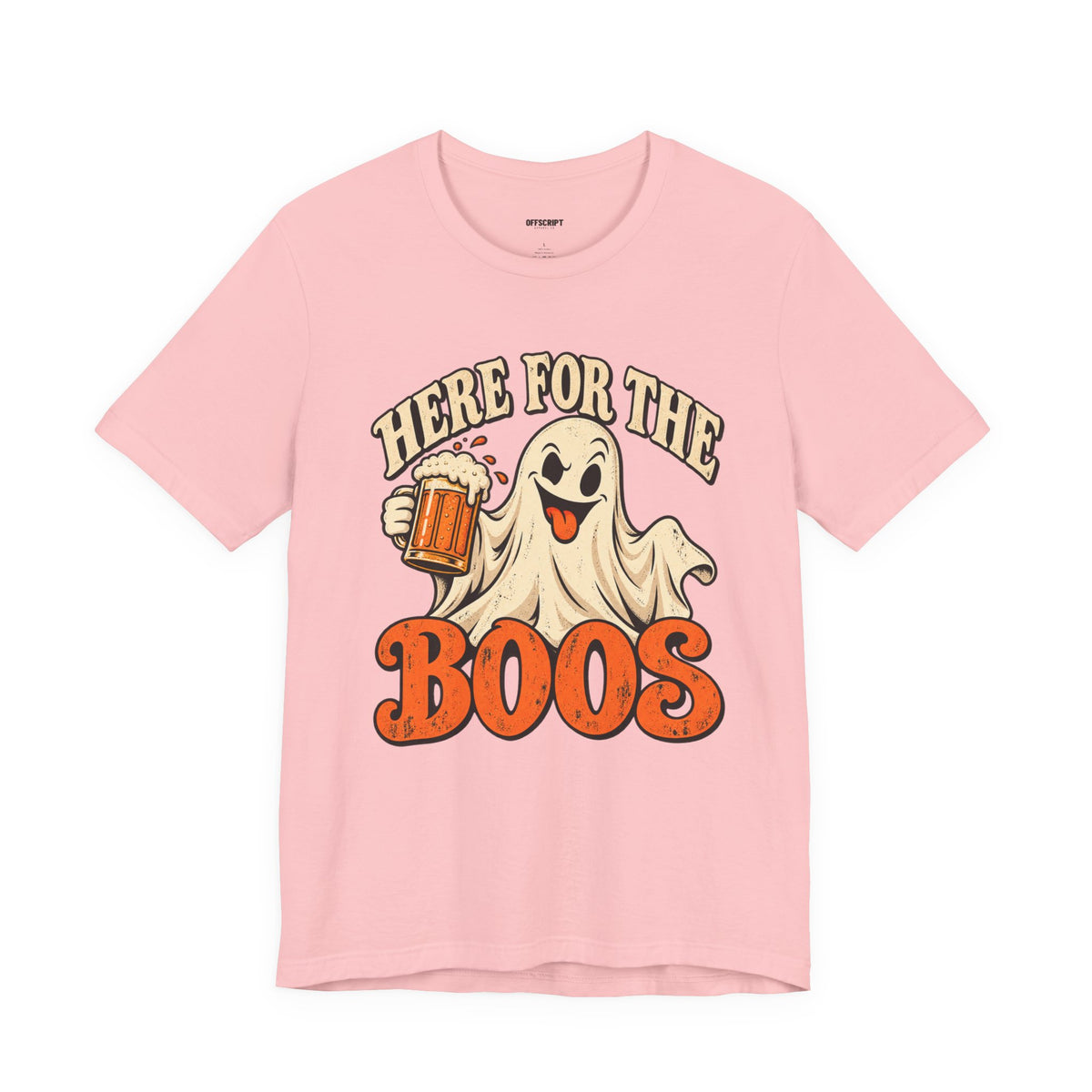 Here for the Boos Halloween T-Shirt — Ghost Drinking Beer Graphic Tee