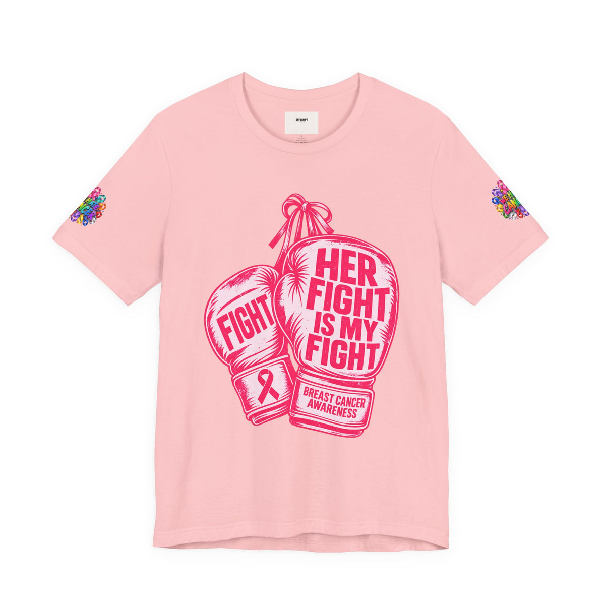 Breast Cancer Awareness Tee – “Her Fight Is My Fight” Boxing Gloves T-Shirt