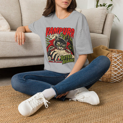 Vampurr Bites Again Cat Horror Graphic T-Shirt