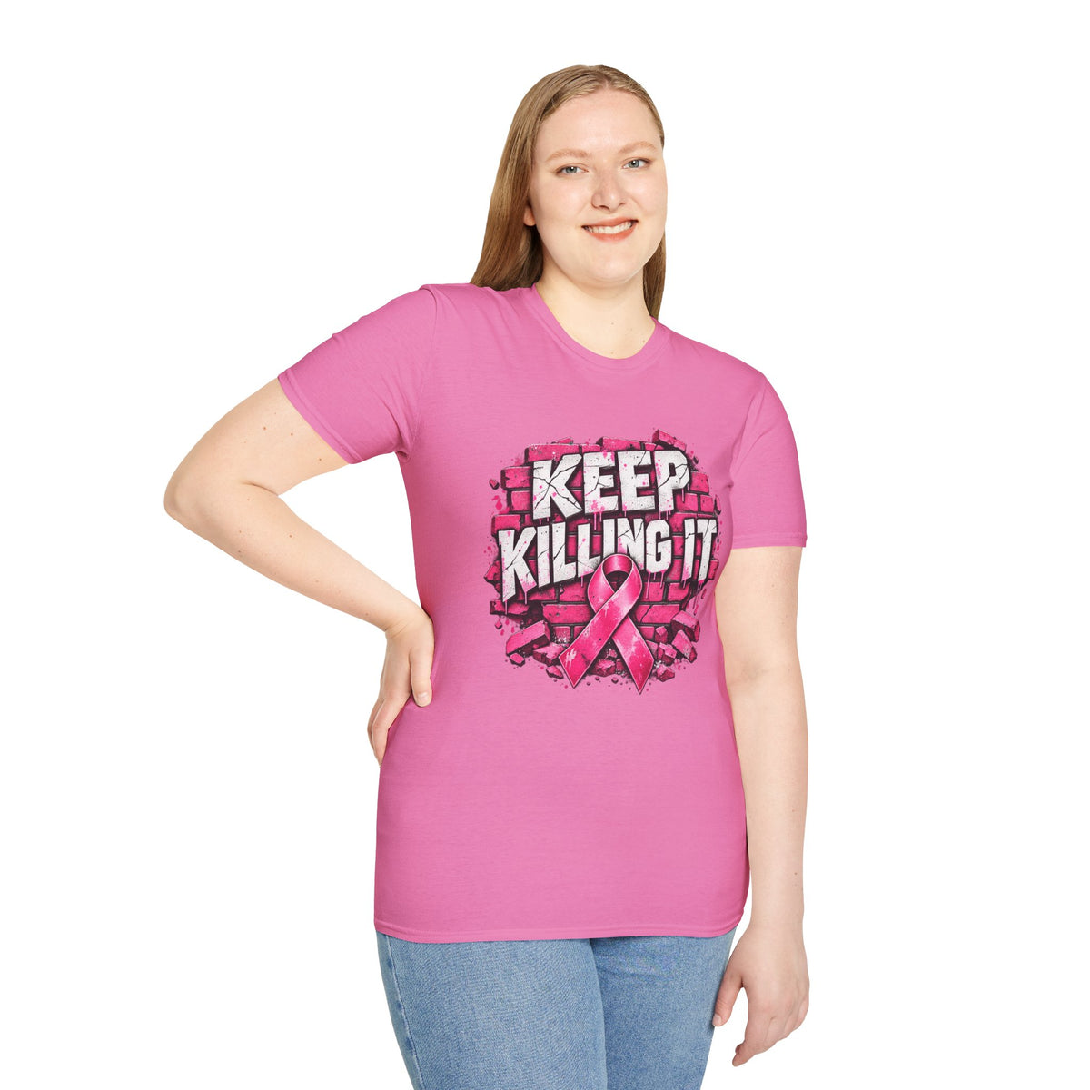 Keep Killing It pink ribbon T-Shirt | Breast Cancer Awareness, Motivational Graphic
