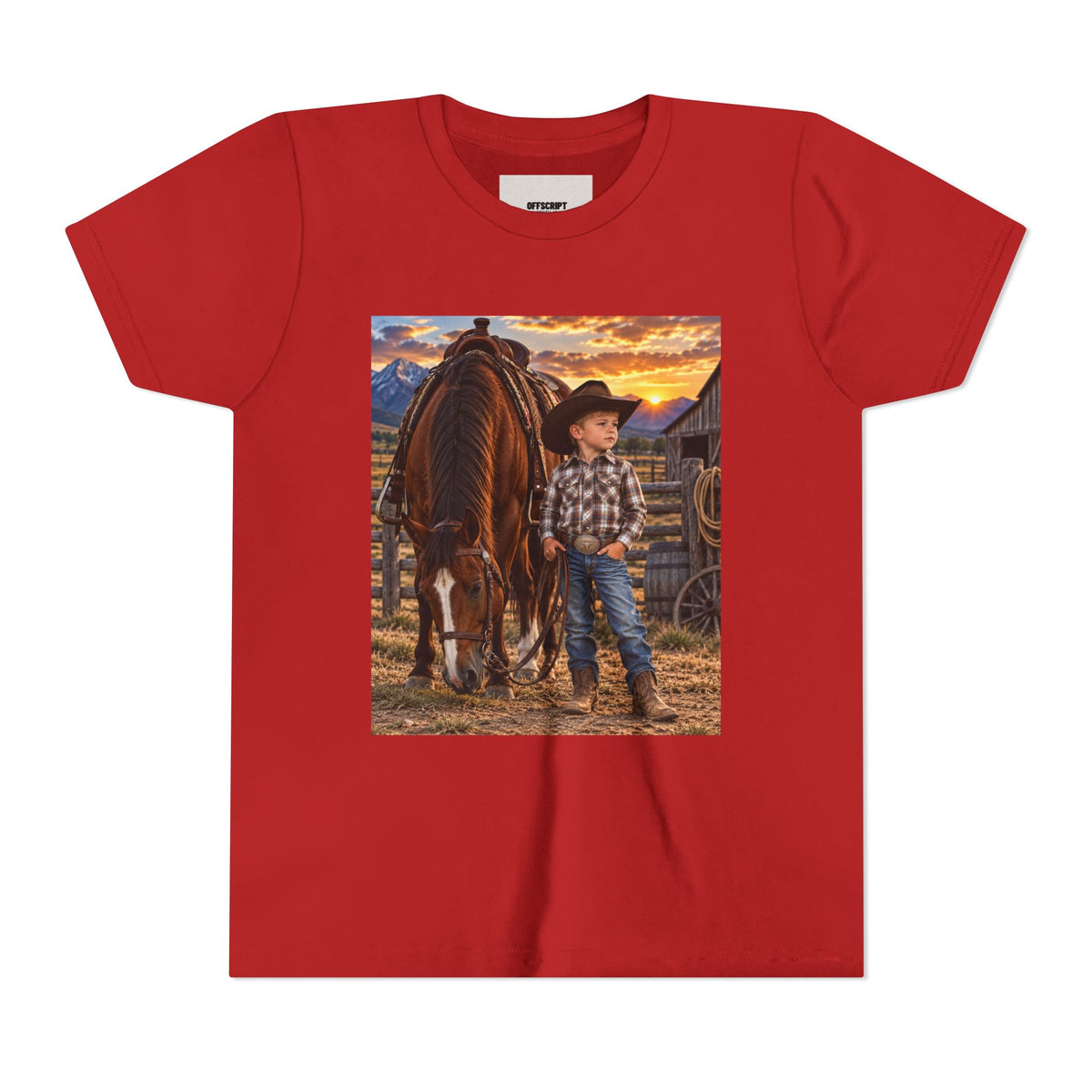 Youth Western Cowboy Tee — Little Cowboy & Horse Graphic Shirt
