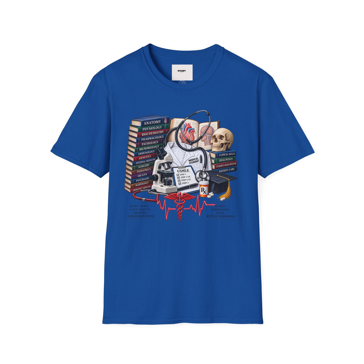 Medical Student Study Stack T‑Shirt — Anatomy, Physiology & USMLE Prep Design