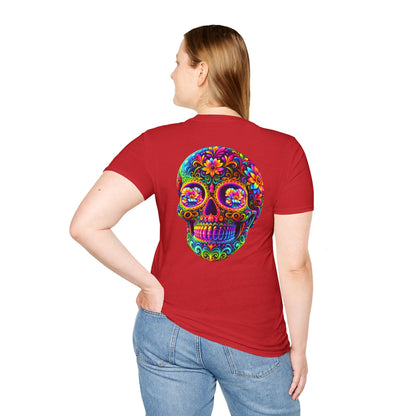 Sugar Skull T-Shirt — Colorful Day of the Dead Floral Skull Tee