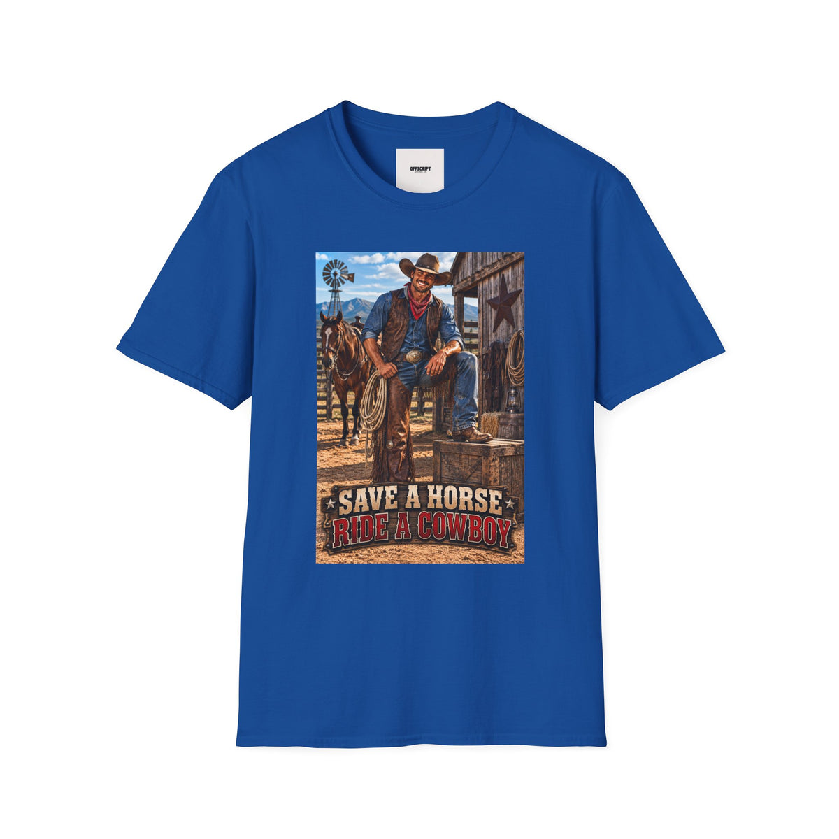 Cowboy Graphic T-Shirt — “Save a Horse, Ride a Cowboy” Western Tee