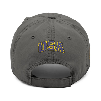 Veteran Embroidered Distressed Dad Hat — USA Honor Gratitude
