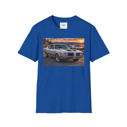 Classic Muscle Car Sunset T-Shirt — Vintage Oldsmobile Photo Tee