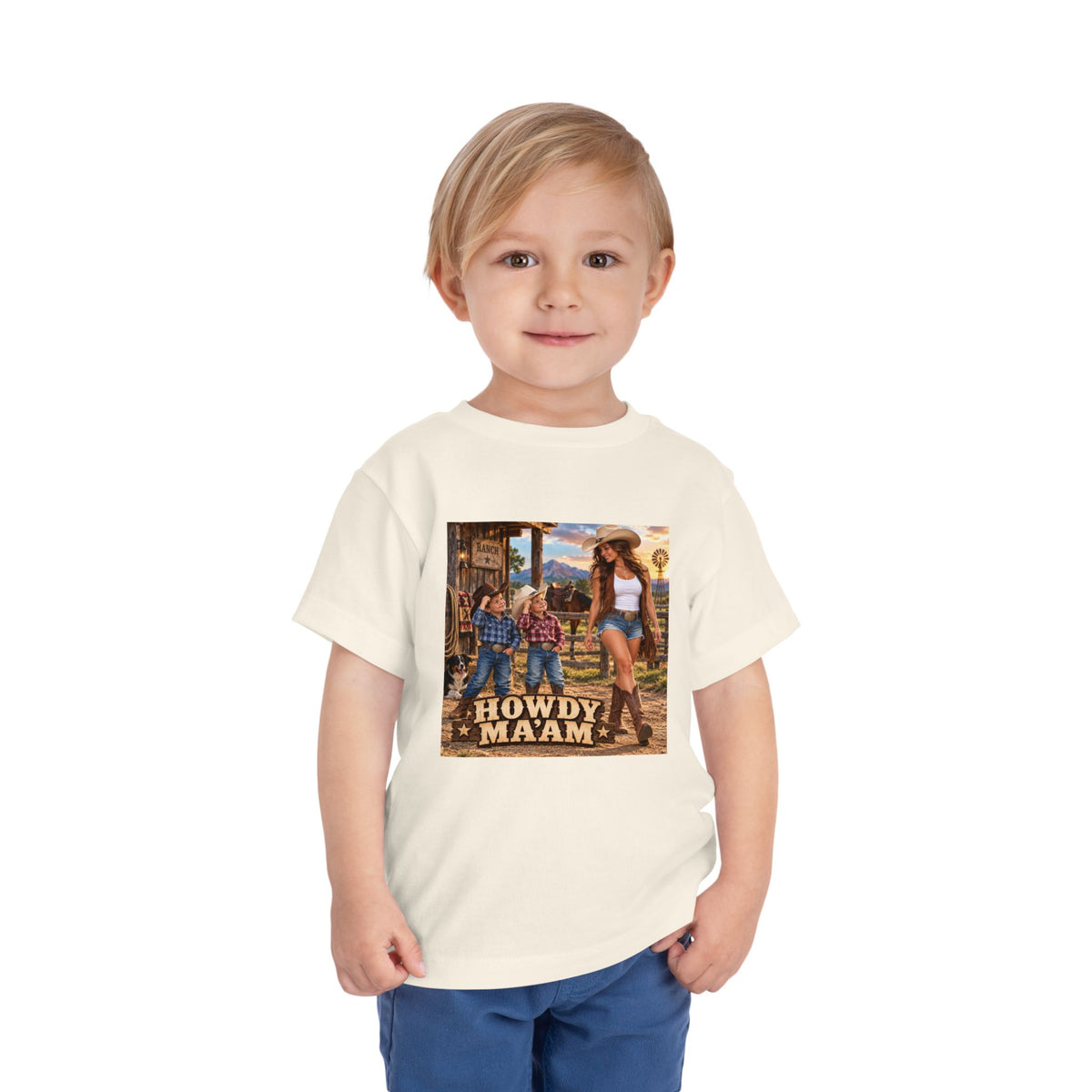 Toddler Tee — "Howdy Ma'am" Cowgirl Graphic Kids Shirt
