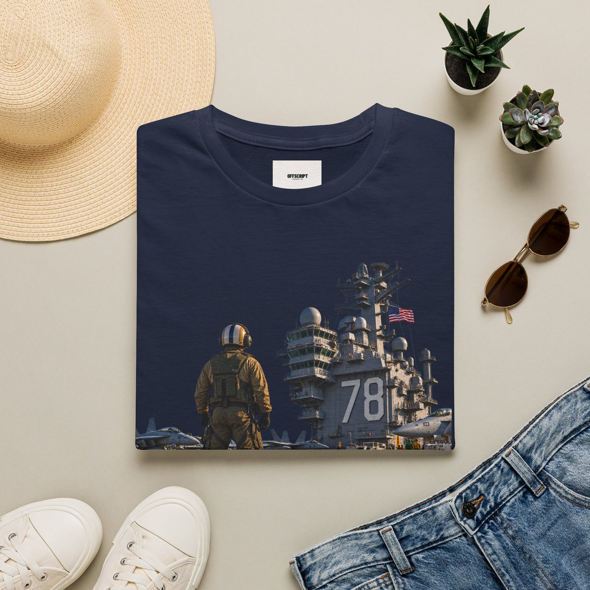 Aircraft Carrier Deck T‑Shirt – Navy Sailor & Carrier 78 Graphic