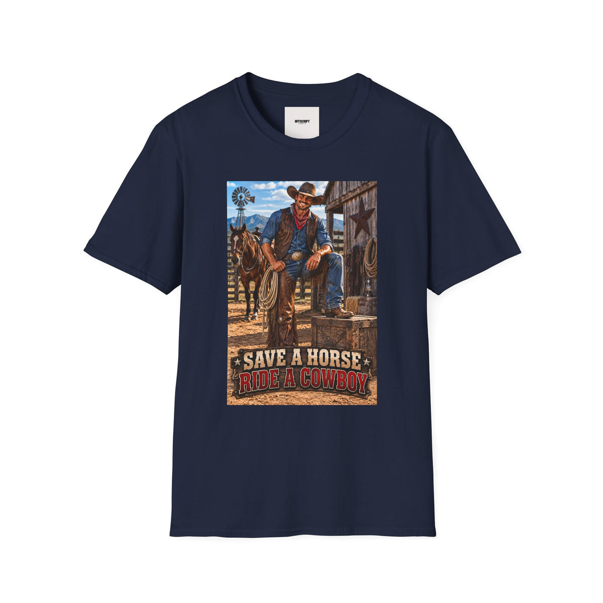 Cowboy Graphic T-Shirt — “Save a Horse, Ride a Cowboy” Western Tee