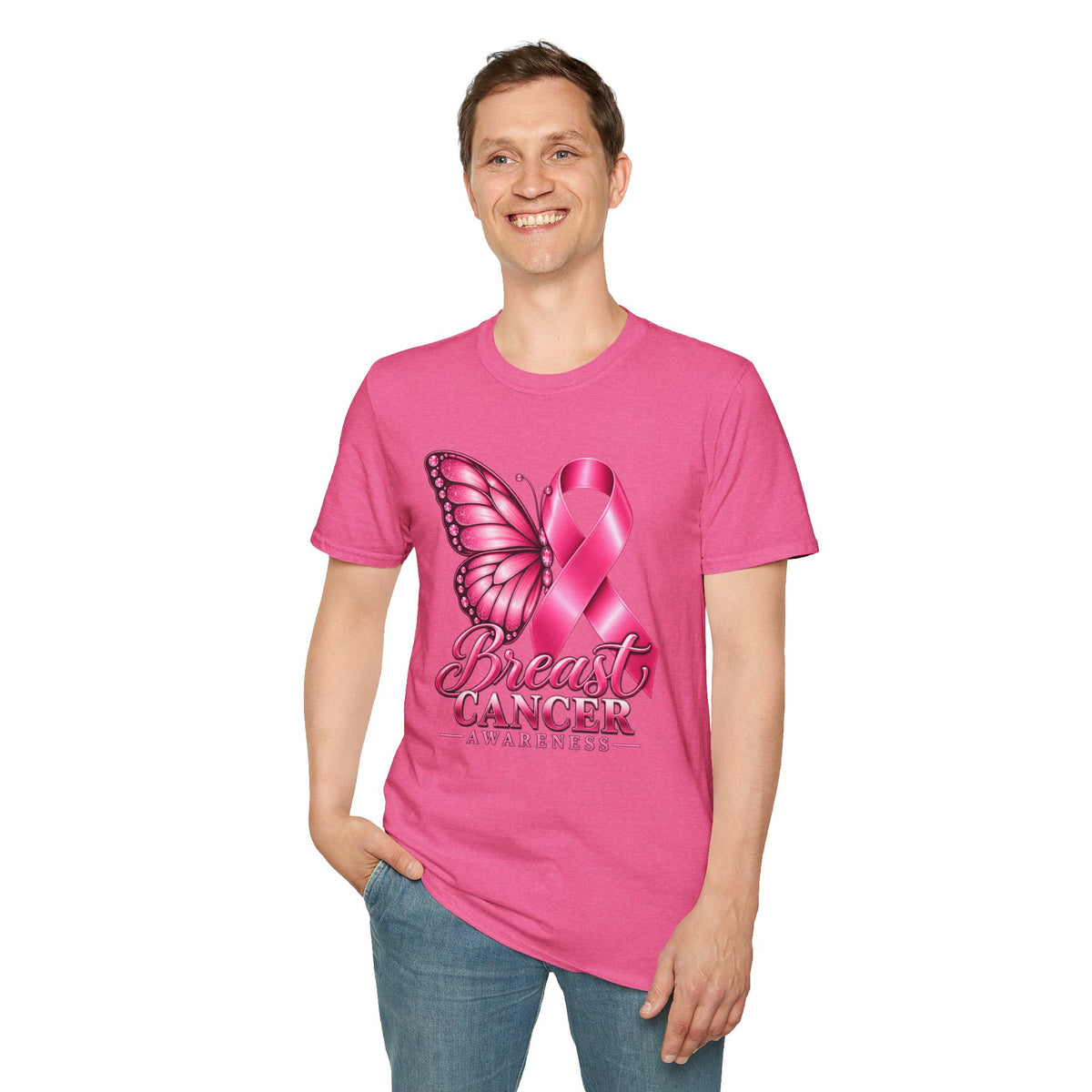 Pink Ribbon Butterfly Breast Cancer Awareness T-Shirt | Support Ribbon Tee