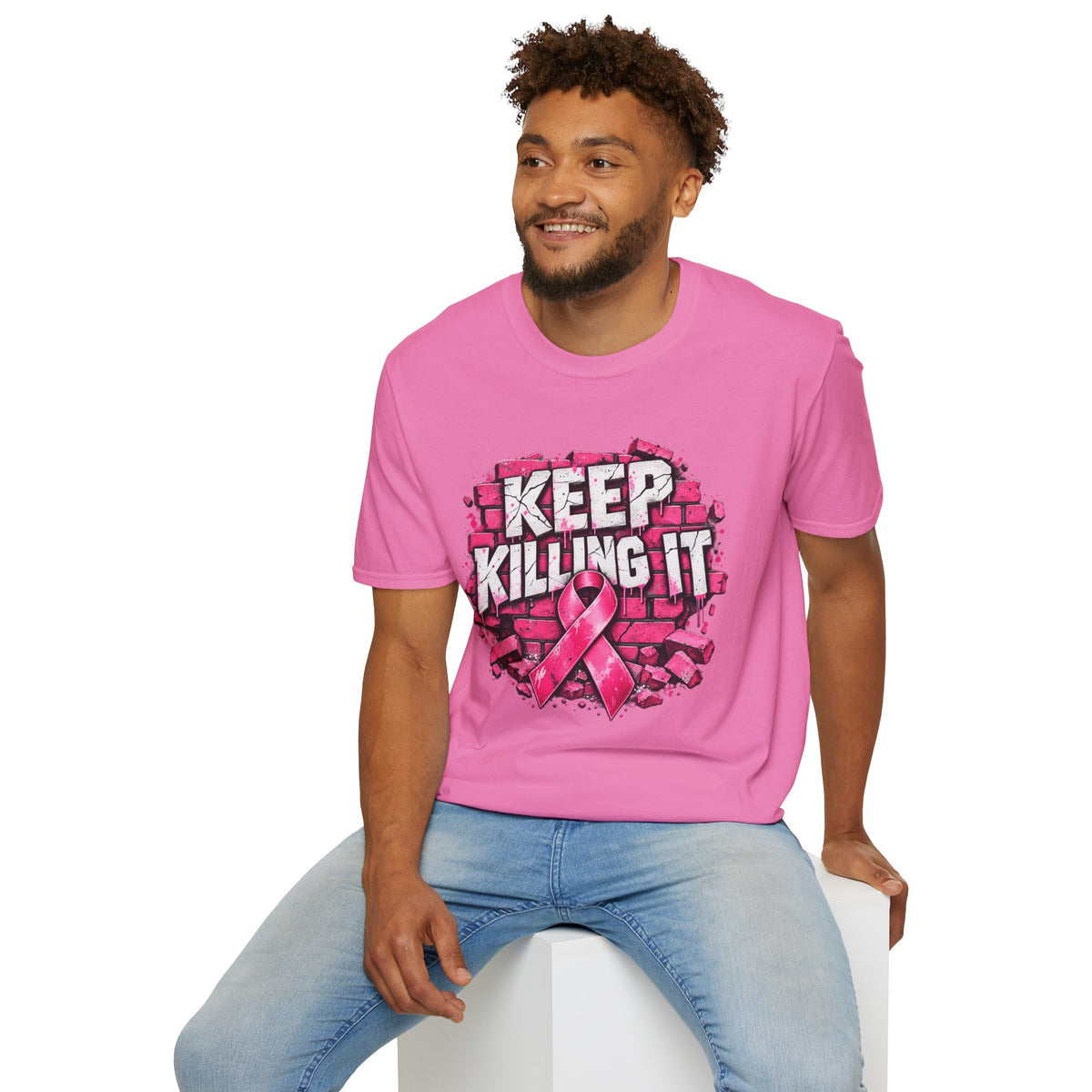 Keep Killing It pink ribbon T-Shirt | Breast Cancer Awareness, Motivational Graphic